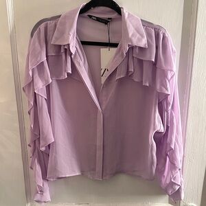 Zara Light Purple Ruffle Blouse